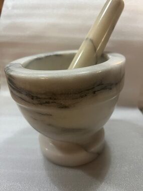 Marble Pestle and Mortar - White Marble Kitchen Tool